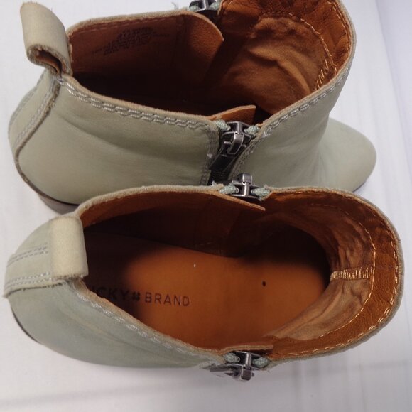 Lucky Brand Basel Leather Green Almond Toe Ankle Bootie Block Zipper Size 8.5M - Picture 4 of 10